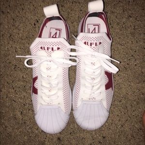 White & Maroon sneakers